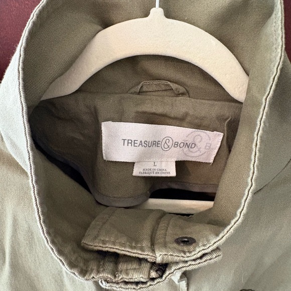 Ladies Sz L Treasure & Bond Olive Green Utility Jacket - Picture 2 of 5